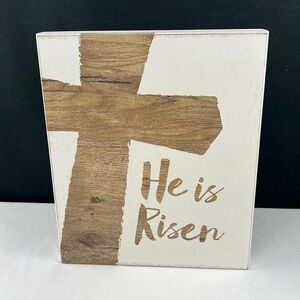 Sixtrees, ‘He is Risen’ large rustic plaque. NWT